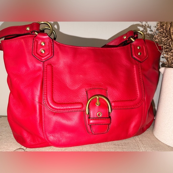Coach Handbags - Coach Vibrant Red Leather Shoulder Bag